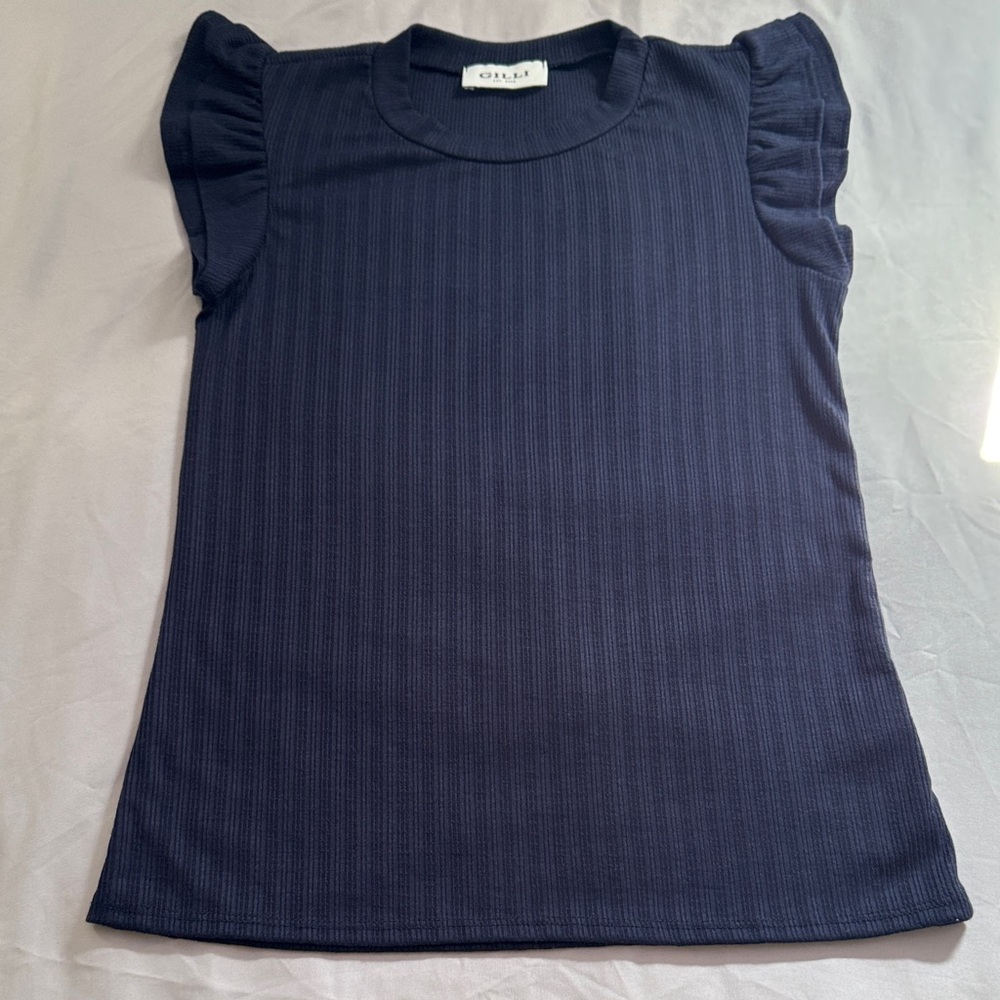 Gilli  Midnight Blue Ruffle Sleeve Blouse